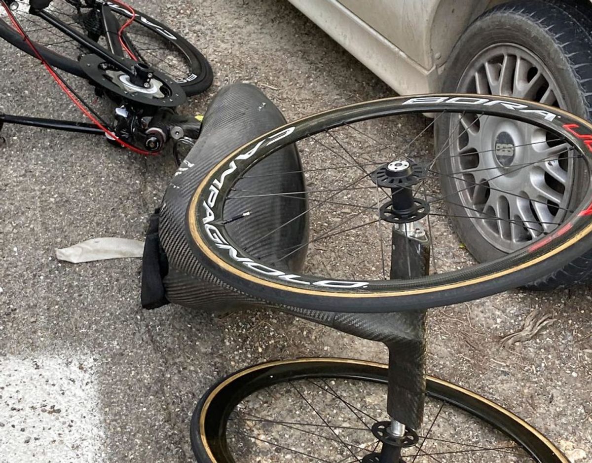 Alex Zanardis håndcykel efter ulykken. Foto: EPA/ANSA/Scanpix