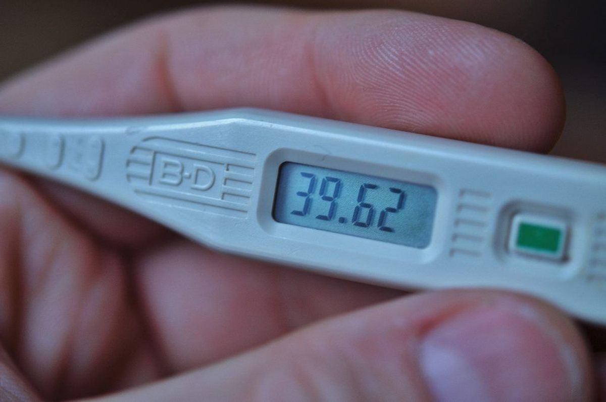 Du har feber, hvis temperaturen i din endetarm er over 38 grader. Det er et almindeligt sygdomstegn, men det kan være udtryk for mere alvorlige lidelser. Kilde: Sundhed.dk. KLIK VIDERE OG LÆS OM DE FARLIGE LIDELSER MAN KAN HAVE HVIS MAN HAR FEBER.