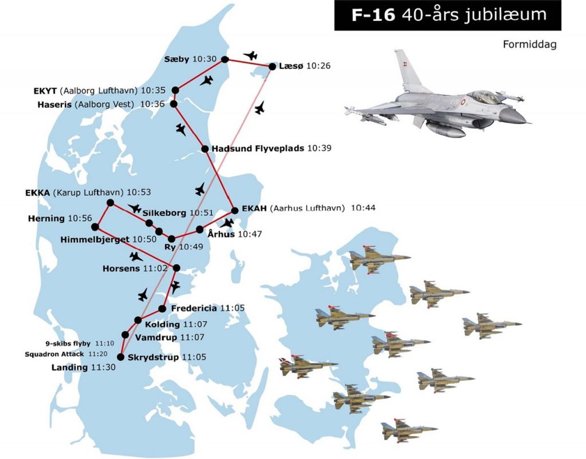 Her kan man opleve flyene i formiddags-timerne. Foto: Forsvaret.