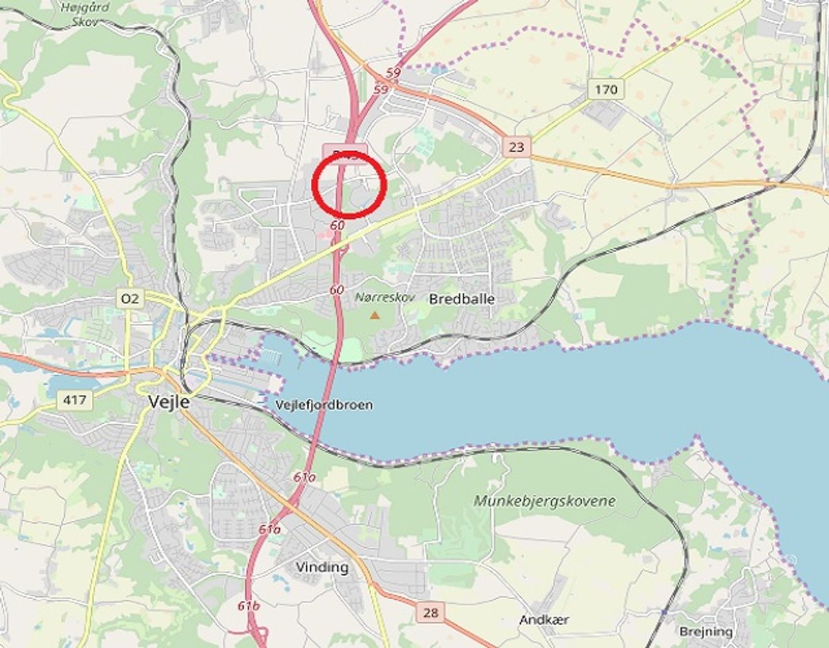 Det er her, der er spærret. Foto: ©OpenStreetMap-bidragsydere.