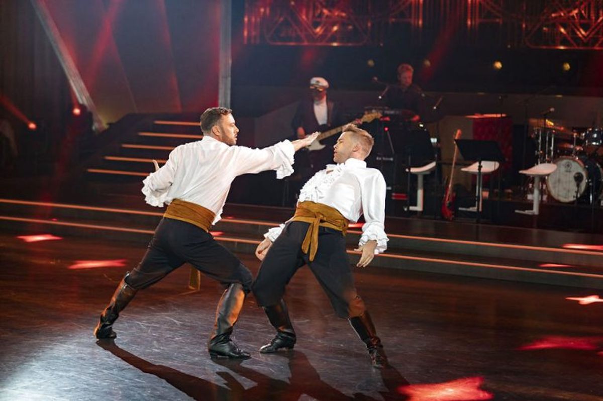 sendxnet skuespiller og instruktør Jakob Fauerby og Silas Holst. Vild med dans program 9, sæson 16 på TV2, fredag den 8. november 2019. (foto: Martin Sylvest/Ritzau Scanpix 2019)