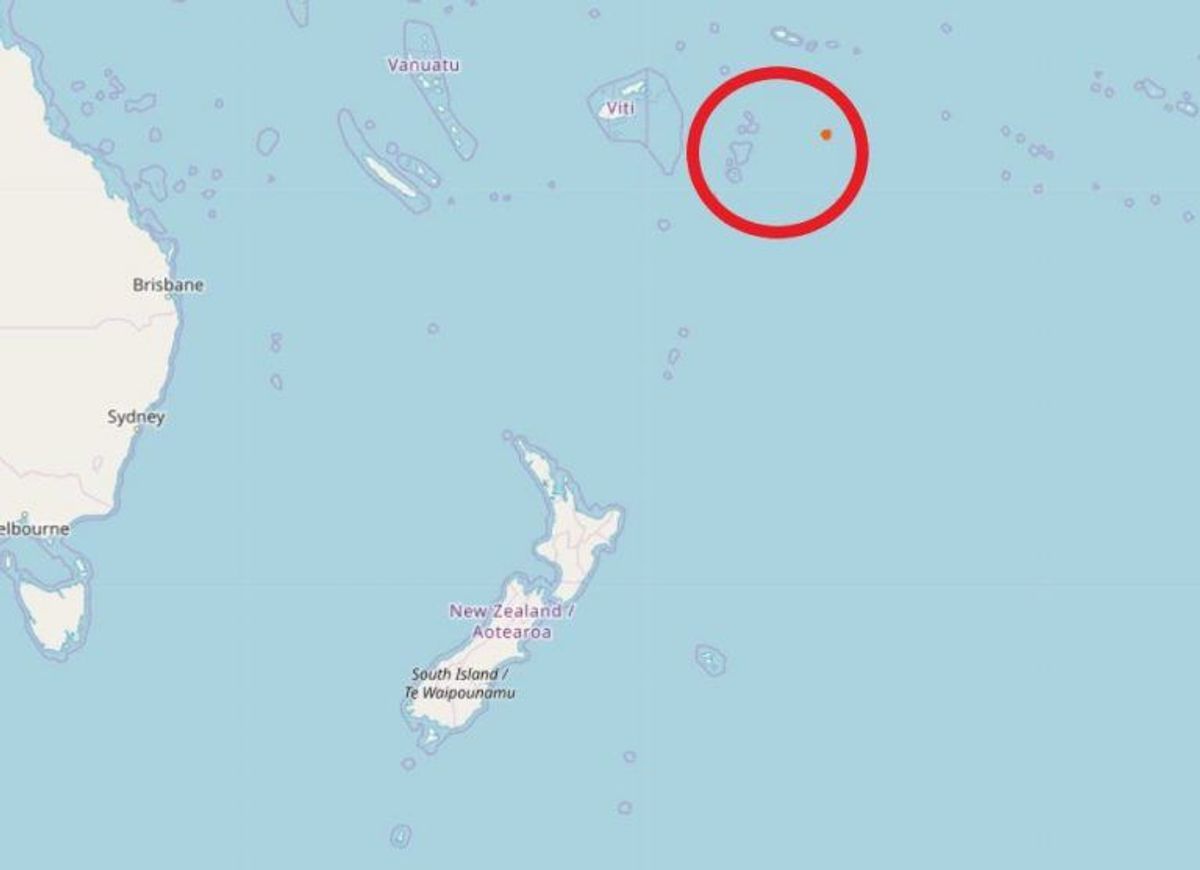 I den røde cirkel ligger både Niue og Tonga. Foto: Openstreetmap-bidragsydere (C)