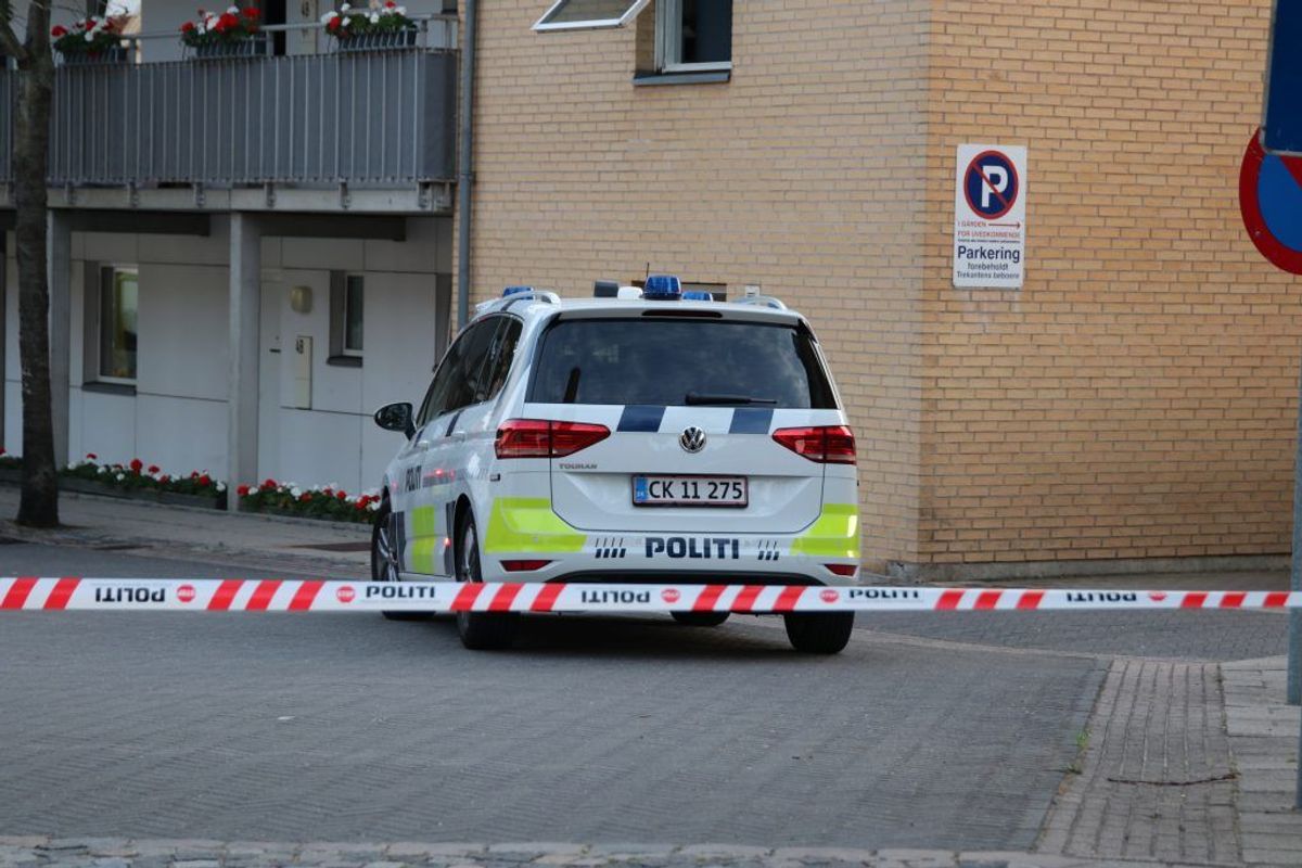 Politiet er talstærkt tilstede i Ringsted mandag aften. Foto: Presse-fotos.dk