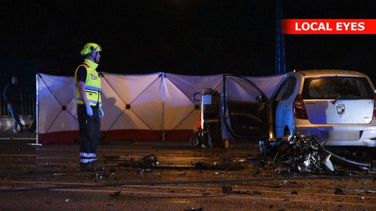 Trafikulykke på Langebro i København natten til tirsdag. Foto: Local Eyes