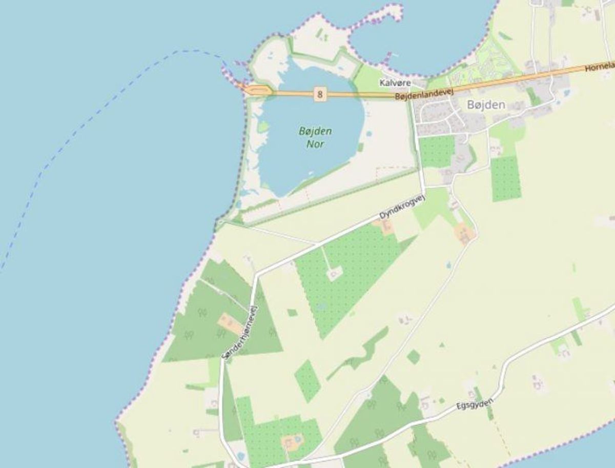 Faaborg-Midtfyn: Bøjden strand Foto: Openstreetmaps-bidragsydere.