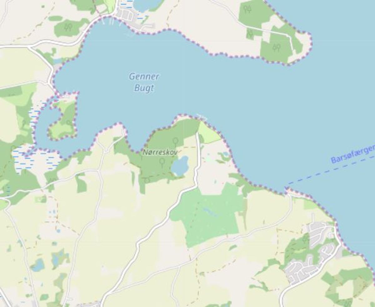 Aabenraa: Sandskær Strand Foto: Openstreetmaps-bidragsydere.
