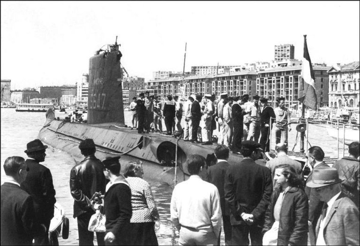 Hers ses ubåden i Marseilles. Foto: Scanpix