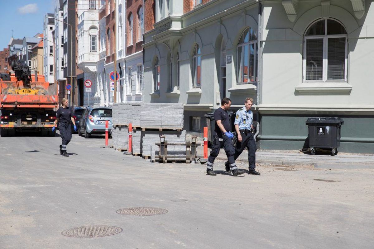 Politiet var massivt til stede som følge af knivstikkeriet. KLIK VIDERE FOR FLERE BILLEDER. Foto: Rasmus Skaftved