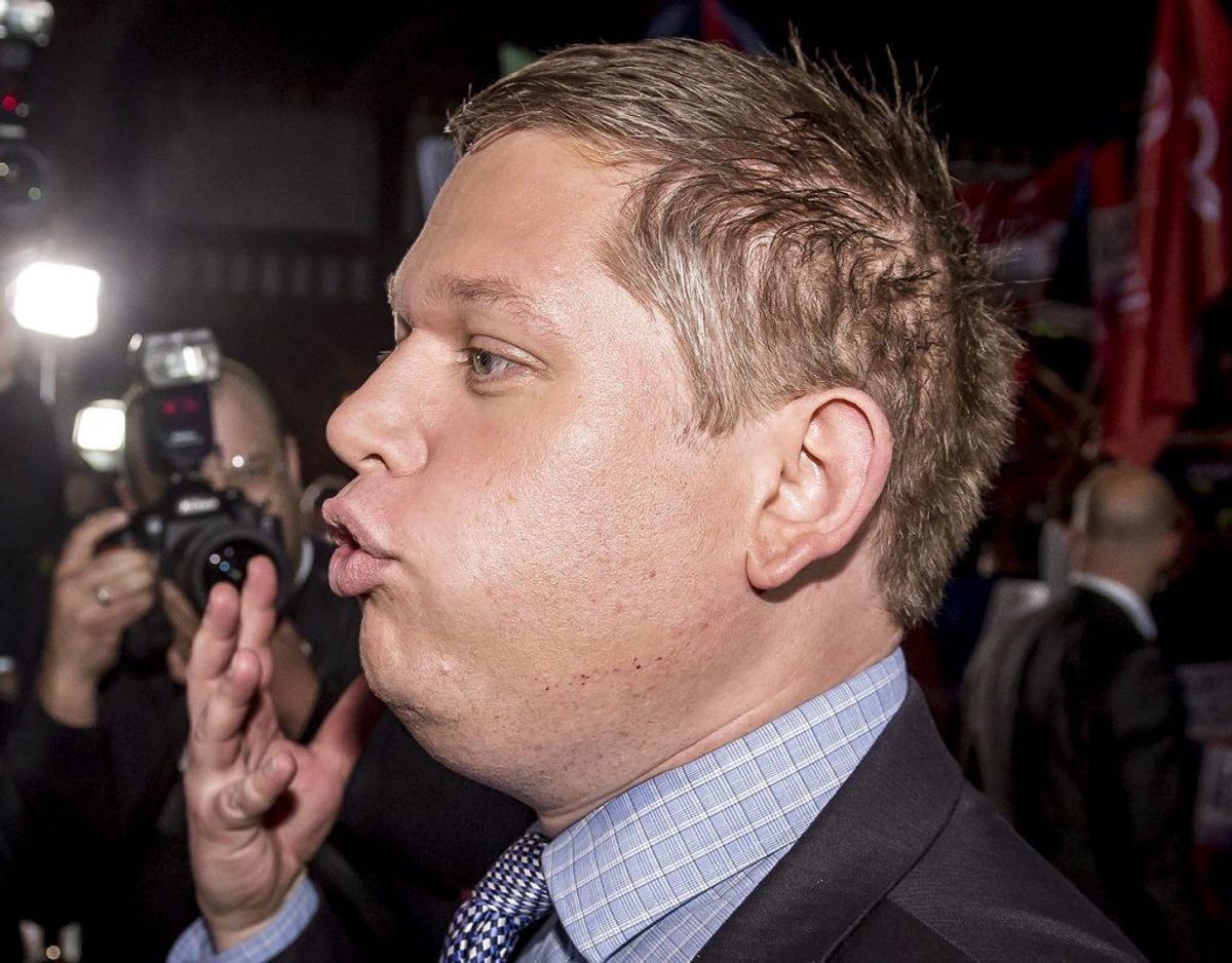 Rasmus Paludan, partileder for Stram Kurs, gik fuldkommen amok på Mimi Jacobsen onsdag aften. Foto: Mads Claus Rasmussen/Ritzau Scanpix)