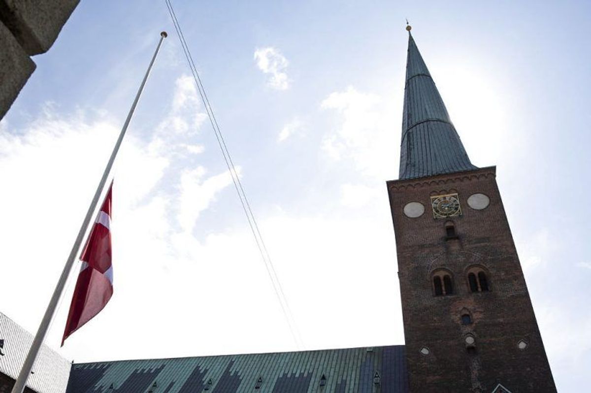 Aarhus Domkirke den 4. maj 2019. Lørdag begraves de tre danske ofre for terrorangrebet i Sri Lanka.De tre omkomne var børn af Anne og Anders Holch Povlsen. Begravelsen sker fra Aarhus Domkirke med deltagelse af Kronprinsfamilien og Statsministeren.. (Foto: Mikkel Berg Pedersen/Ritzau Scanpix)