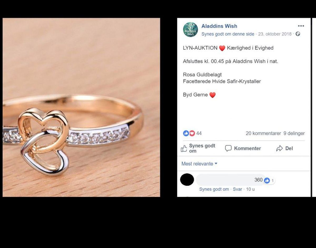 Her er et af Aladdins Wishs mange salgsopslag. Læg mærke til billedet af varen. Foto: Screenshot