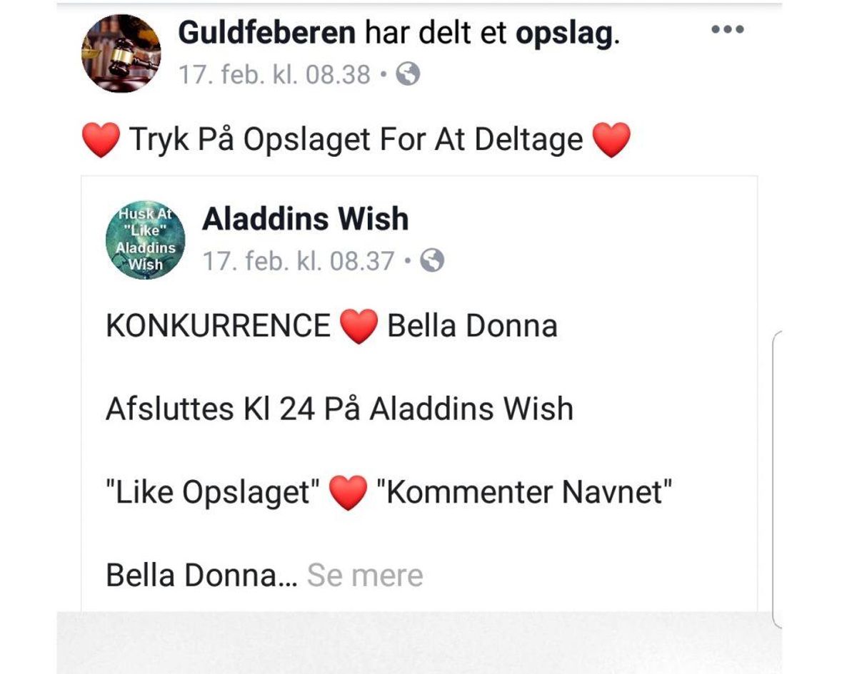 Her er et eksempel på de mange krydsende opslag, hvor Guldfeberen deler Aladdins Wish-opslag. Det gælder også omvendt. Foto: Screenshot