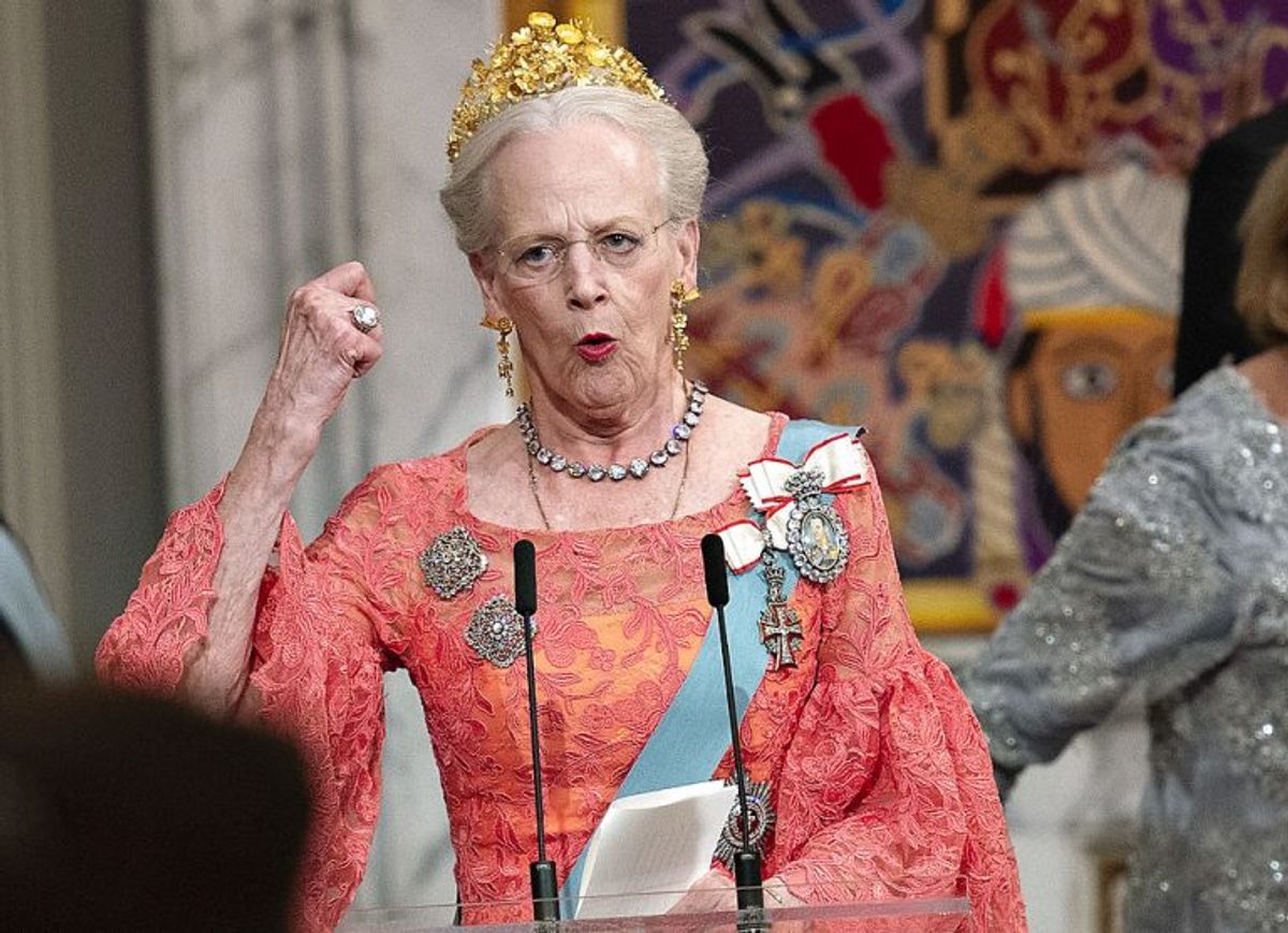 Kronprinsen 50 år: Dronning Margrethe holder tale for Kronprins Frederik ved Gallataflet på Christiansborg Slot lørdag den 26. maj 2018.. (Foto: Keld Navntoft/Ritzau Scanpix)