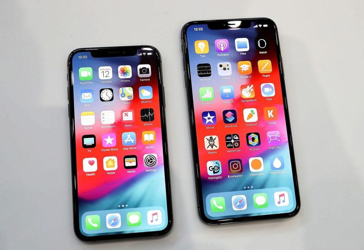 Apple iPhone Xs (tv) and iPhone Xs Max (th) Foto: Justin Sullivan/Scanpix.