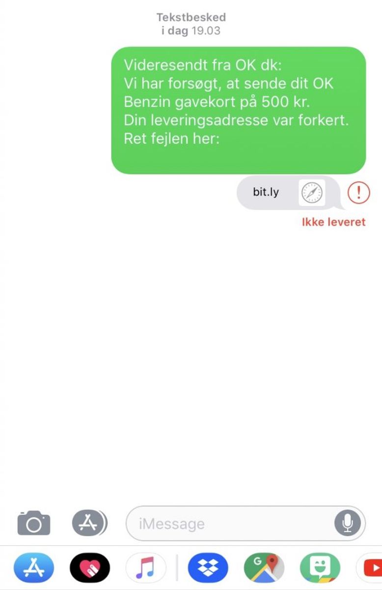 Energiselskabet OK opfordrer til, at man straks sletter denne besked, hvis man modtager den. Foto: Energiselskabet OK