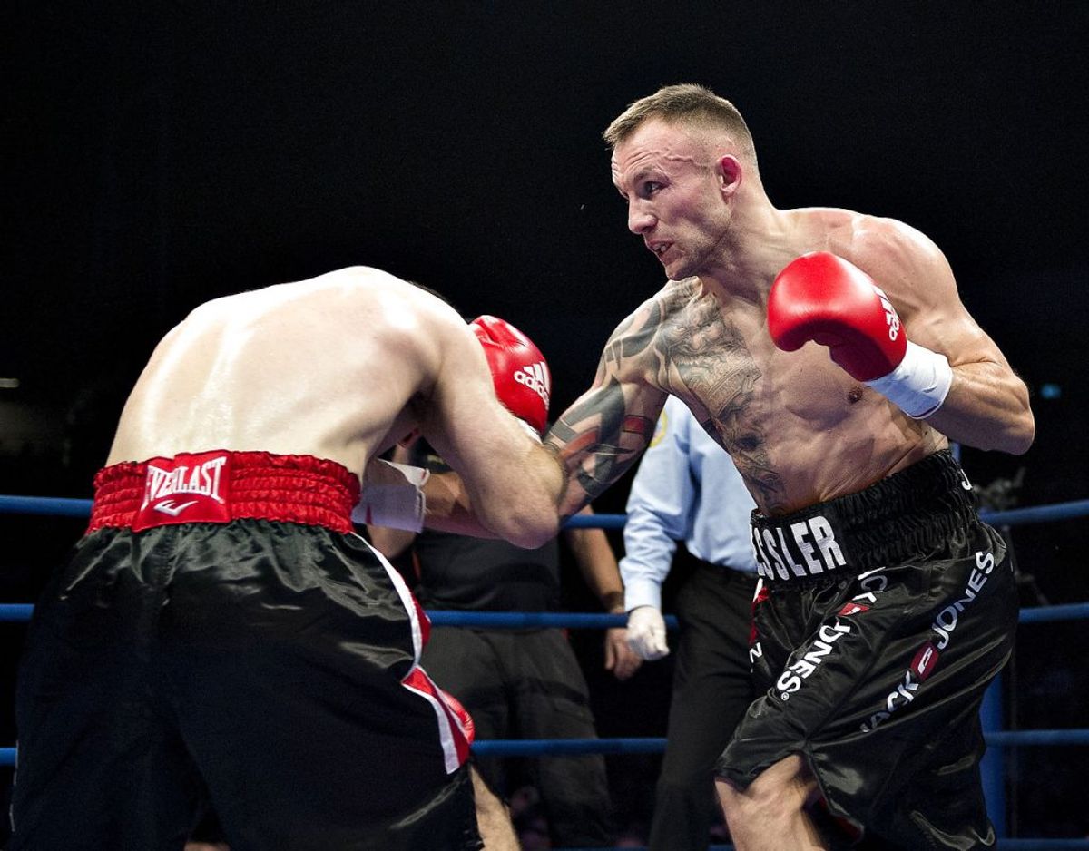 Mikkel Kessler, der her bokser mod Brian Magee tilbage i 2012, er anklaget for at ville have sparet registreringsafgiften på en Toyota Supra. Der falder dom onsdag 30. maj. Arkivfoto: Henning Bagger/Scanpix