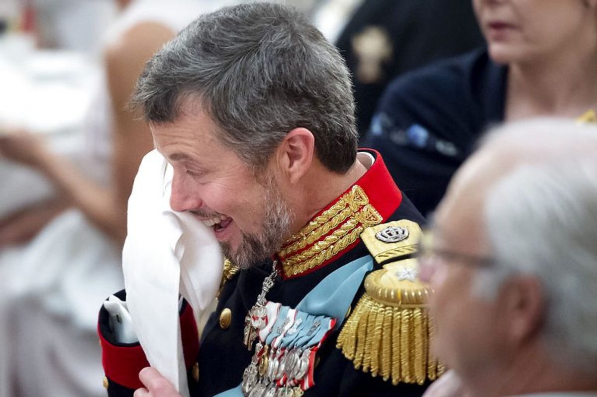 Kronprinsen 50 år: Kronprins Frederik morer sig under Gallataflet på Christiansborg Slot lørdag den 26. maj 2018.. (Foto: Keld Navntoft/Ritzau Scanpix)
