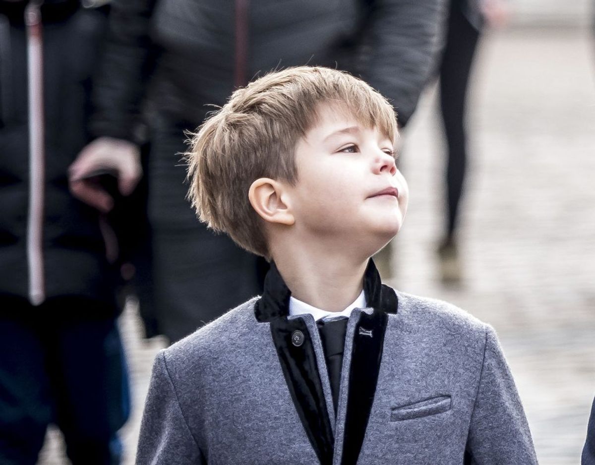 From the left: Prince Vincent, Princess Josephine, and Crownprince Frederik walk towards their home at Amalienborg Castle after attending the transportation of Prince Henrik’s bier from Fredensborg Castle to Amalienborg Castle. 15 February 2018. (Photo: Mads Claus Rasmussen/Scanpix 2018)