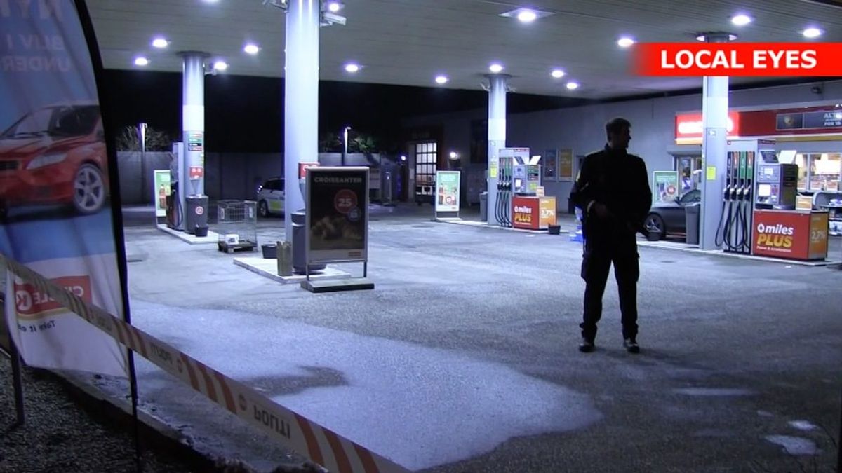 Politiet har været – og er – massivt til stede ved tankstation i Birkerød. Klik dig videre i galleriet og se blandt andet billeder af en efterlyste. Foto: Local Eyes