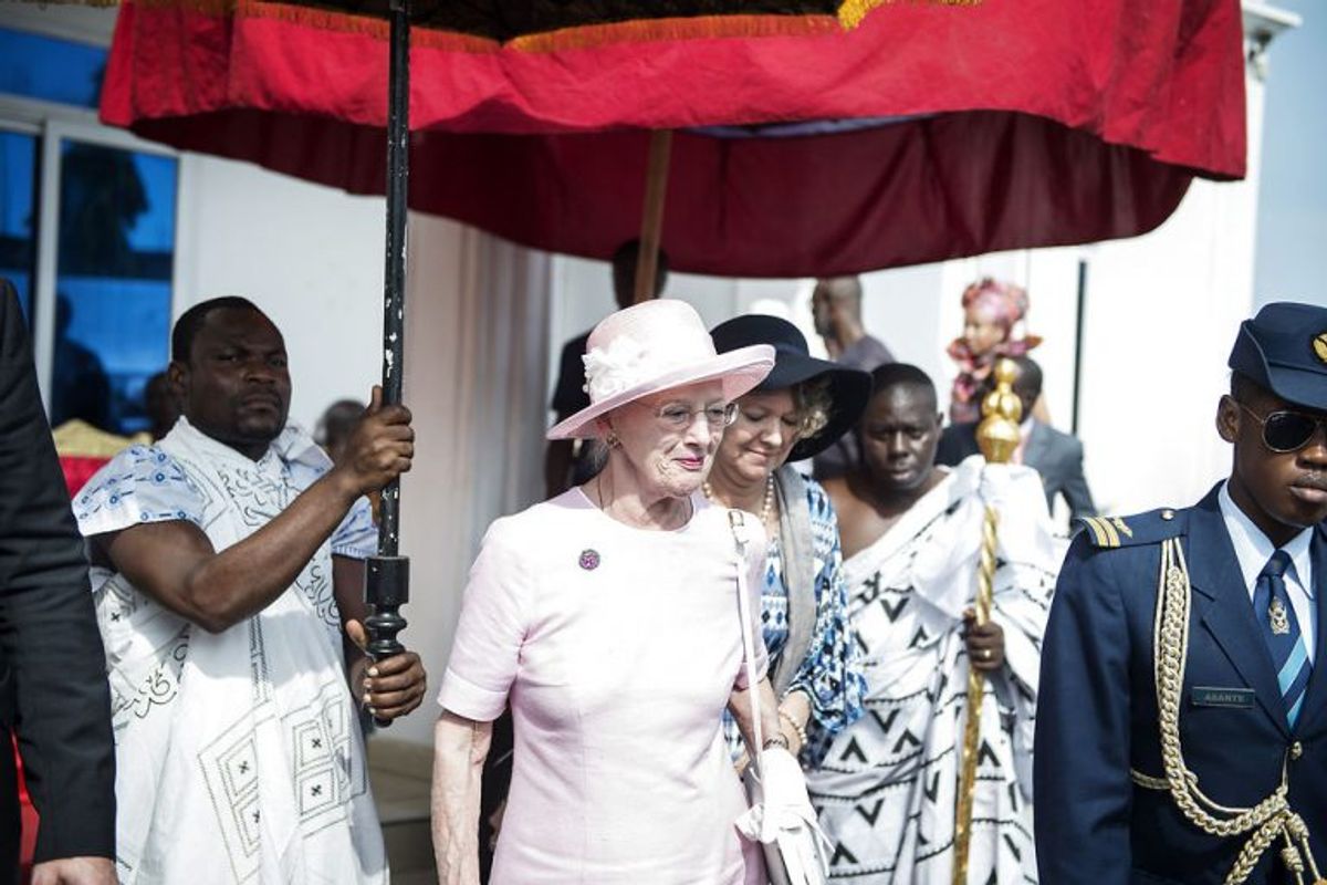 Dronning Magrethe besøger Osu Kongen i Ghana, torsdag den 23. november 2017. Fredag fortsætter et tætpakket program i det vestafrikanske land. Foto: Sarah Christine Nørgaard/Scanpix