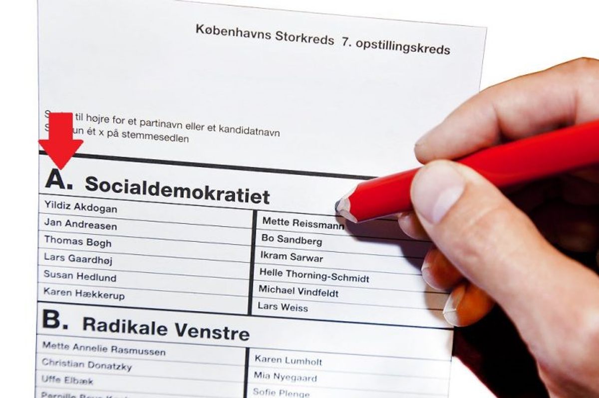 Har du tegnet eller skrevet på stemmesedlen bliver den også betegnet som ugyldig. Foto: Mads Jensen/Scanpix.