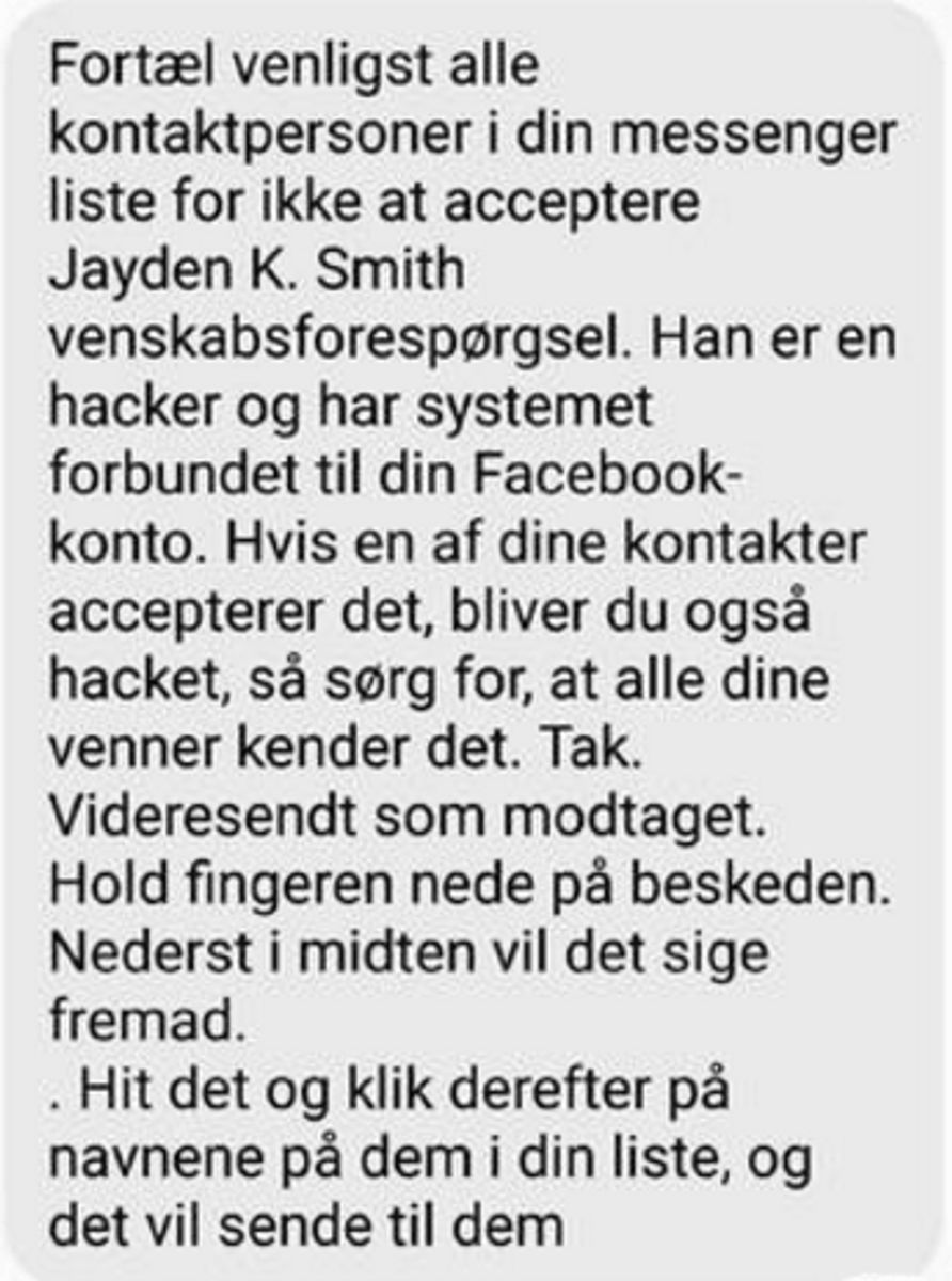 Sådan så den besked, der hærgede sommeren, ud. Foto: Screenshot.
