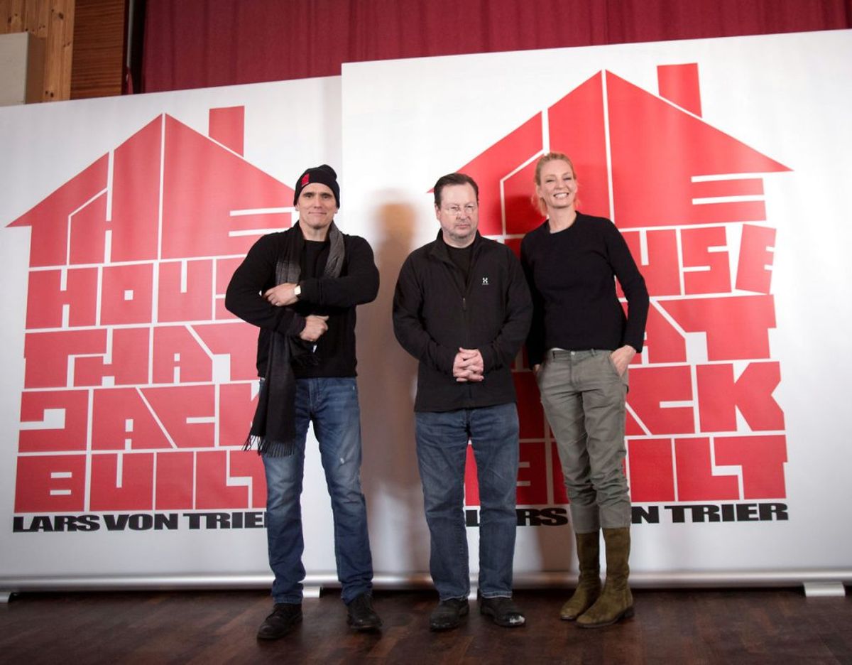Lars von Trier, der her ses med skuespillerne Matt Dillon og Uma Thurman mister måske en producent på filmen The House That Jack Built. Foto: Scanpix/TT News Agency/Bjorn Larsson Rosvall