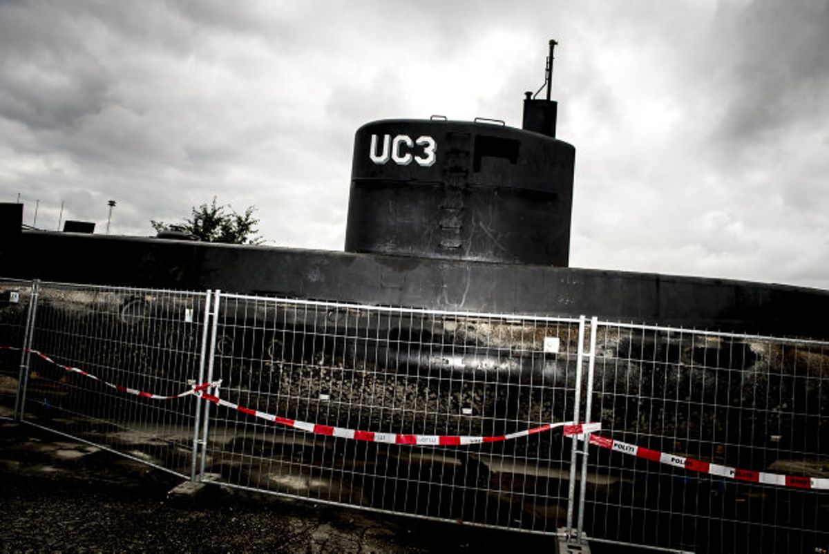Peter Madsens ubåd UC3 Nautilus er i politiets varetægt og står bag hegn i Nordhavnen i København. Foto: Mads Claus Rasmussen/arkiv/Scanpix