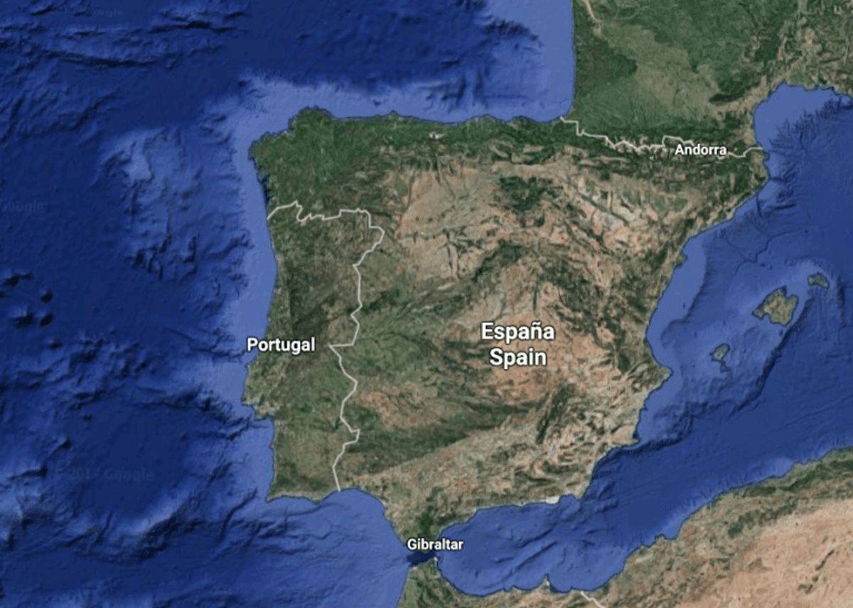 Portugal og Spanien. Foto: Google Maps.