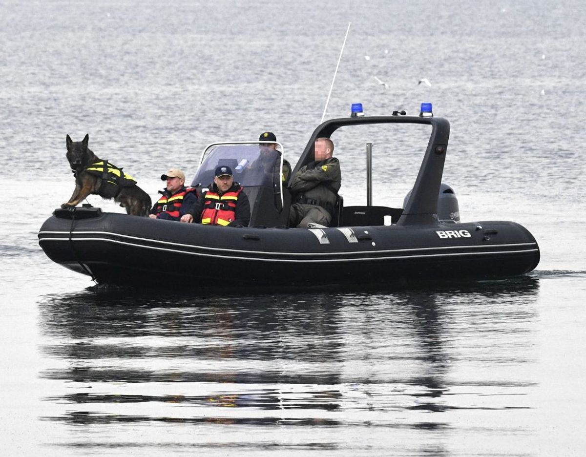 Svenske hunde har markeret flere steder. Nu skal dykkere i vandet for at lede efter resterne af Kim Wall. KLIK for flere billeder fra den bizarre sag. Foto: Johan Nilsson/Scanpix.