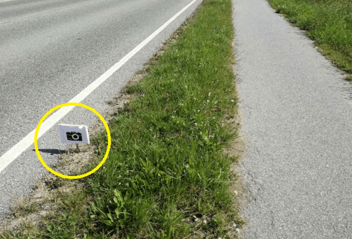 Sådan så skiltet ud. Foto: Politiet.