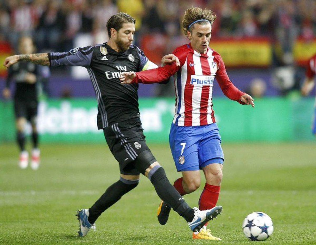 Antoine Griezmann (til højre) har spillet flere kampminutter end nogen anden spiller i de fem største europæiske ligaer den seneste sæson. Foto: Scanpix