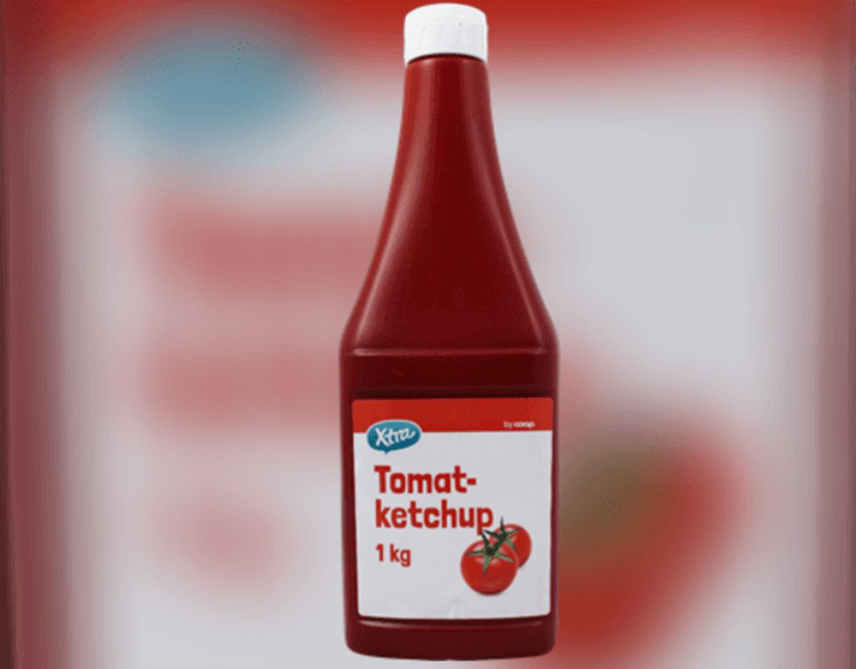 Sådan ser den ene typer af de berørte ketchup-flasker ud. Foto: Coop.