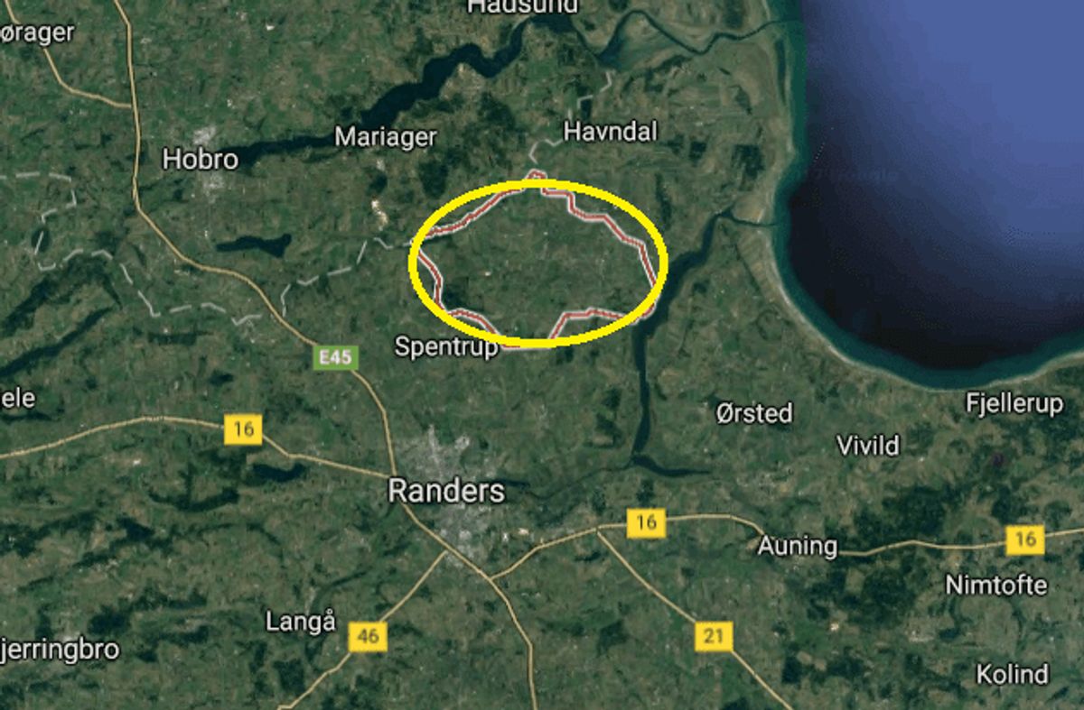 De vanrøgtede og døde hunde blev fundet i Gjerlev J. Foto: Google Maps.
