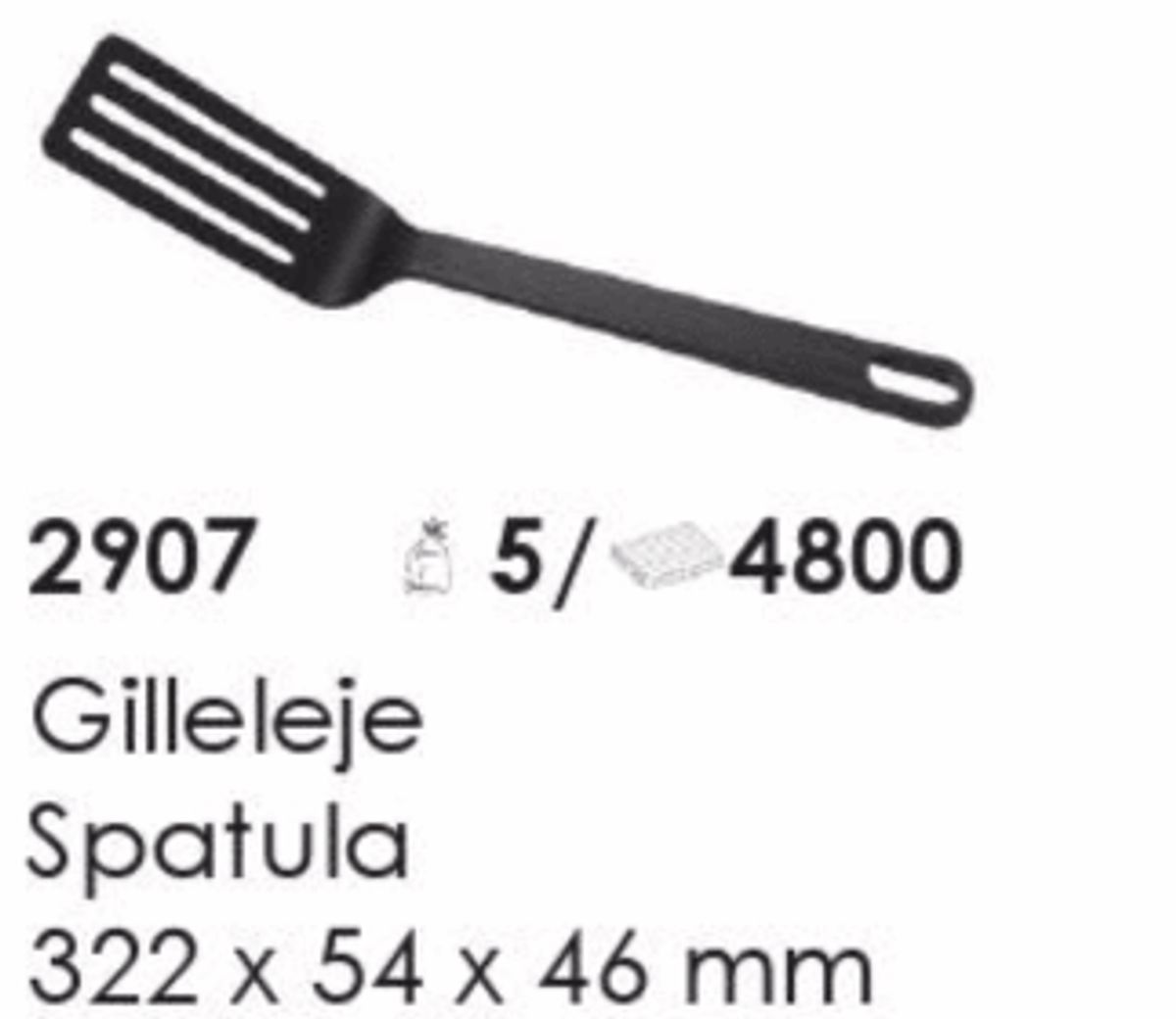 Gilleleje Spatula, artikel nr. 2907 (Spatel) Foto: Screenshot fra katalog fra Plast Team A/S.