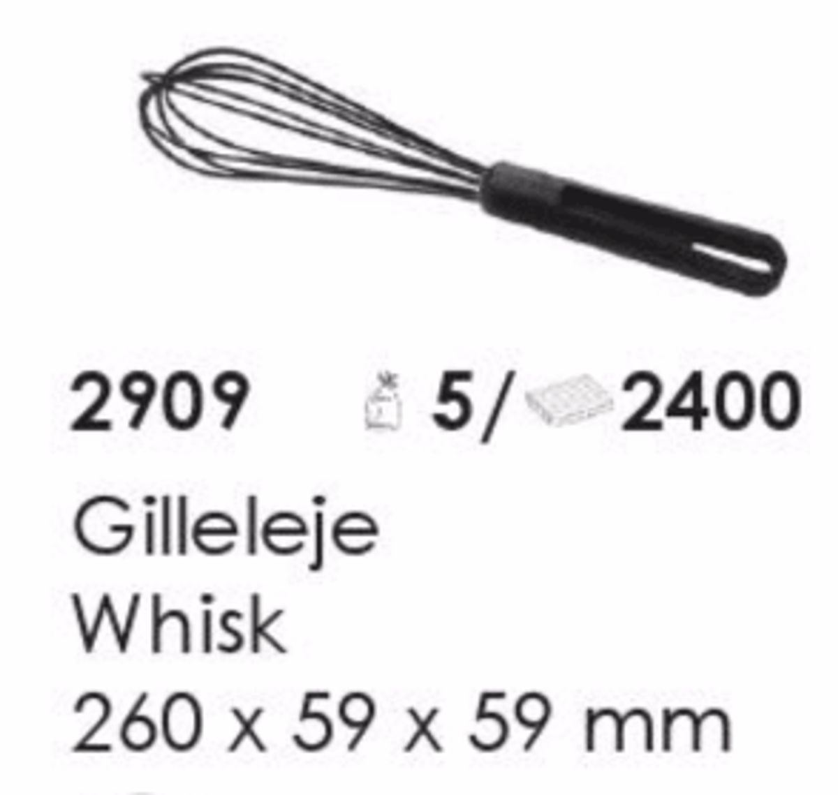 Gilleleje Whisk, artikel nr. 2909 (Piskeris) Foto: Screenshot fra katalog fra Plast Team A/S.