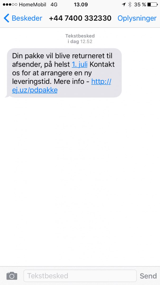 Det er denne form for sms-beskeder, du skal ignorere. Foto: Nets