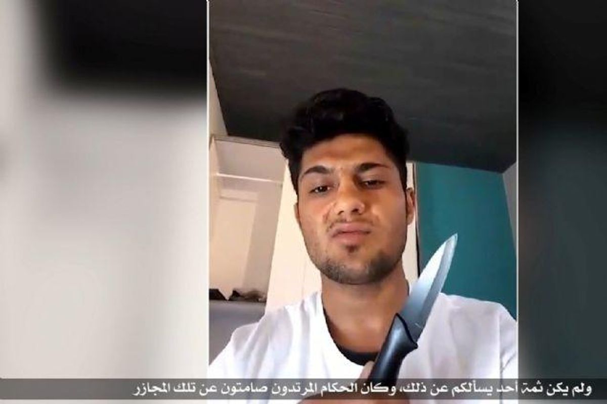 I videoen siger 17-årig afghaner på pashto, at han vil udføre et angreb i Tyskland. Mohammed Riyadh præsenterer sig som “kalifatets soldat”. Han stod bag angreb i tysk tog mandag aften. Foto: Reuters Tv/Reuters