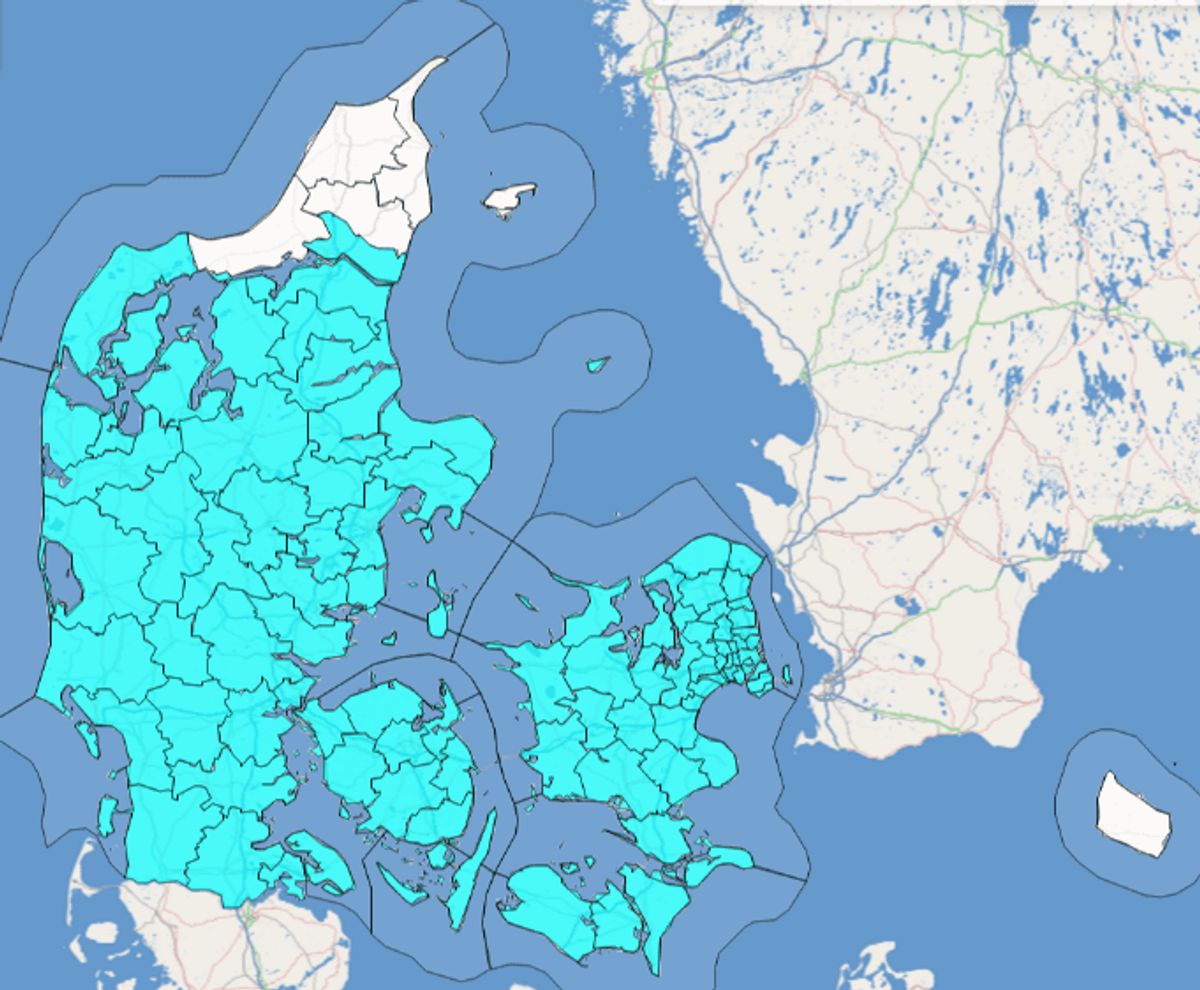 Danmarks Meteorologiske Institut (DMI) har tirsdag eftermiddag udsendt et varsel om kraftig regn, der risikerer at ramme store dele af landet i løbet af eftermiddag, aften og nat. Foto: DMI.