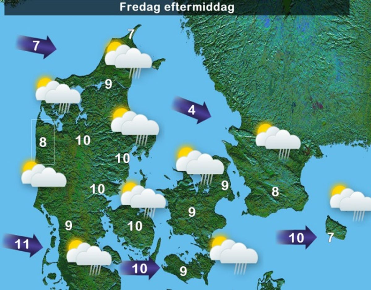 Fredagsvejret. Foto: DMI