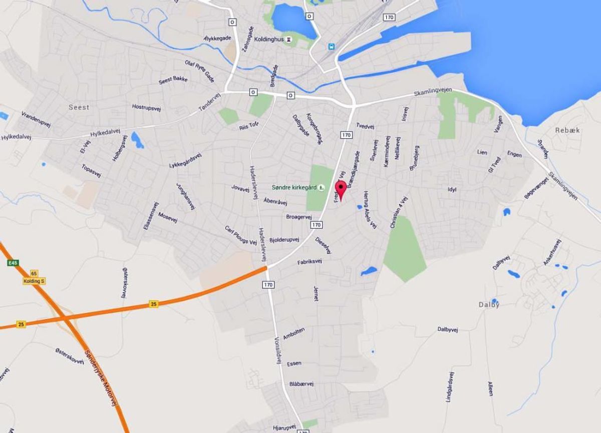 Det var på Dannersvej i Kolding den 28-årige mand stoppede kvinden. Foto: Google Maps.