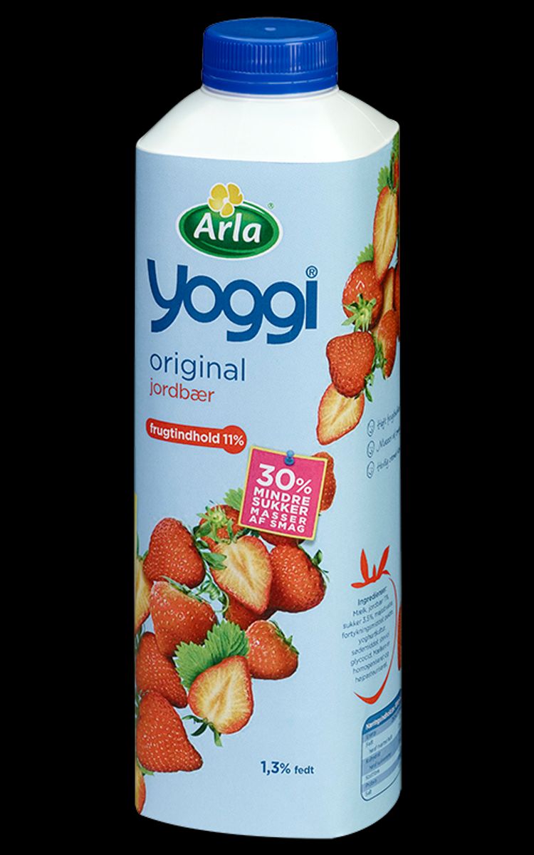 Denne skal du ikke spise: Yoggi 1 kg jordbær – holdbarhedsdato MHT 27/2-2016. Foto: Arla.