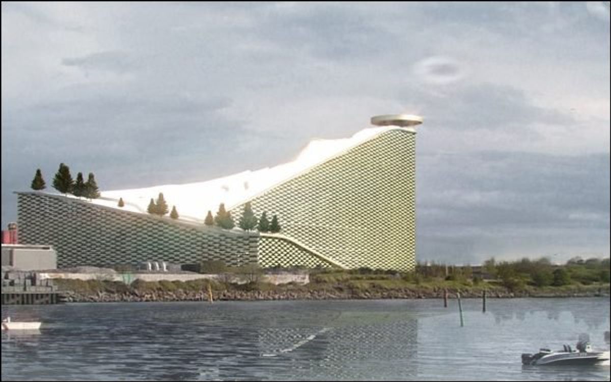 Amager Bakke ovenpå Amager Ressource Center, der blandt andet skal rumme en skibakke ser nu ud til at blive ført ud i livet. Foto: Bjarke Ingels Group