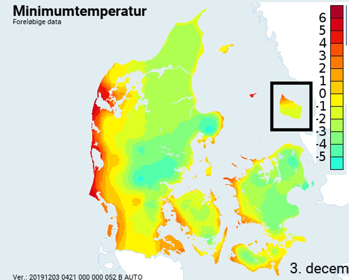 Det har været KOLDT. Foto: DMI