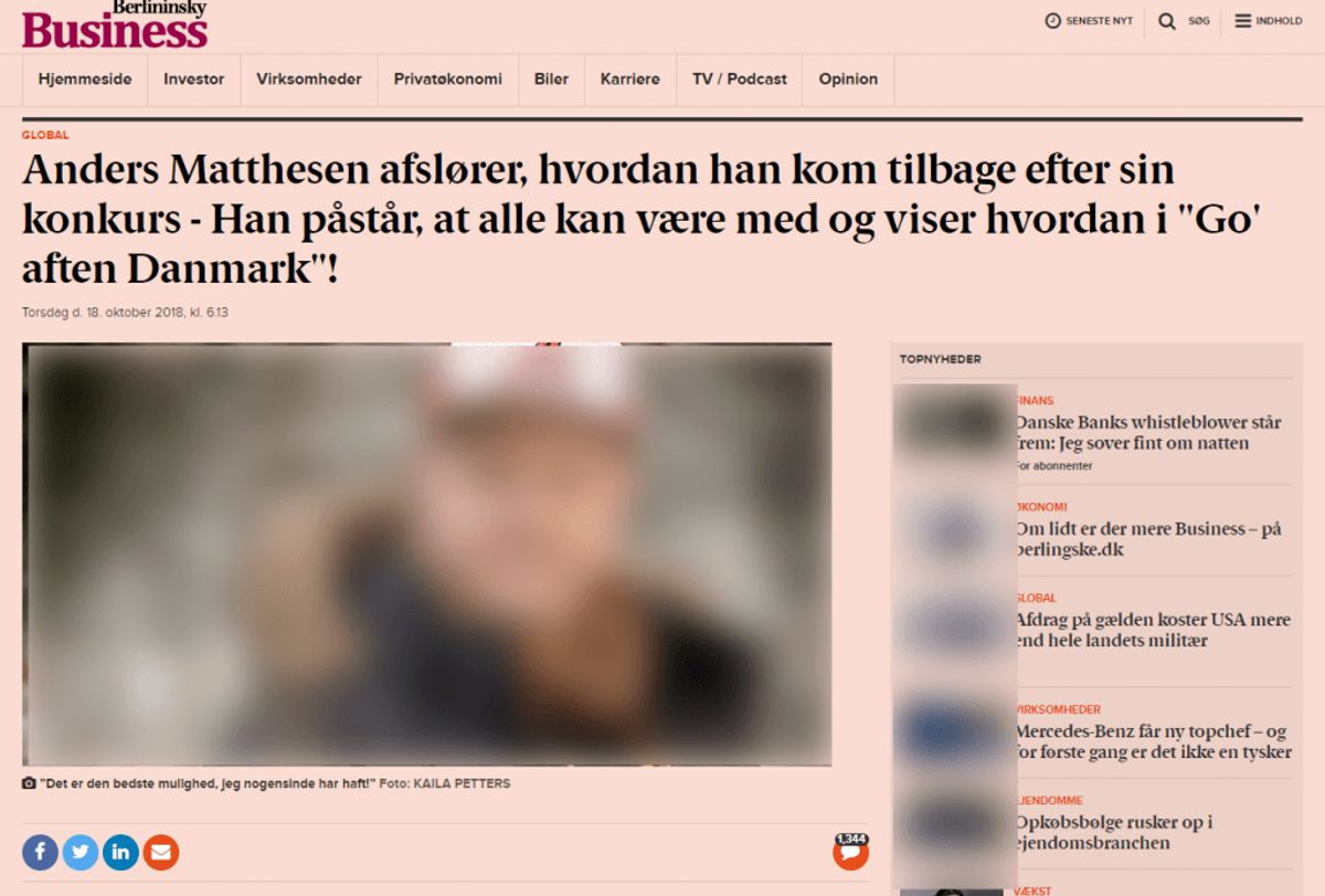 Det leder til denne falske artikel. Foto: SCREENSHOT