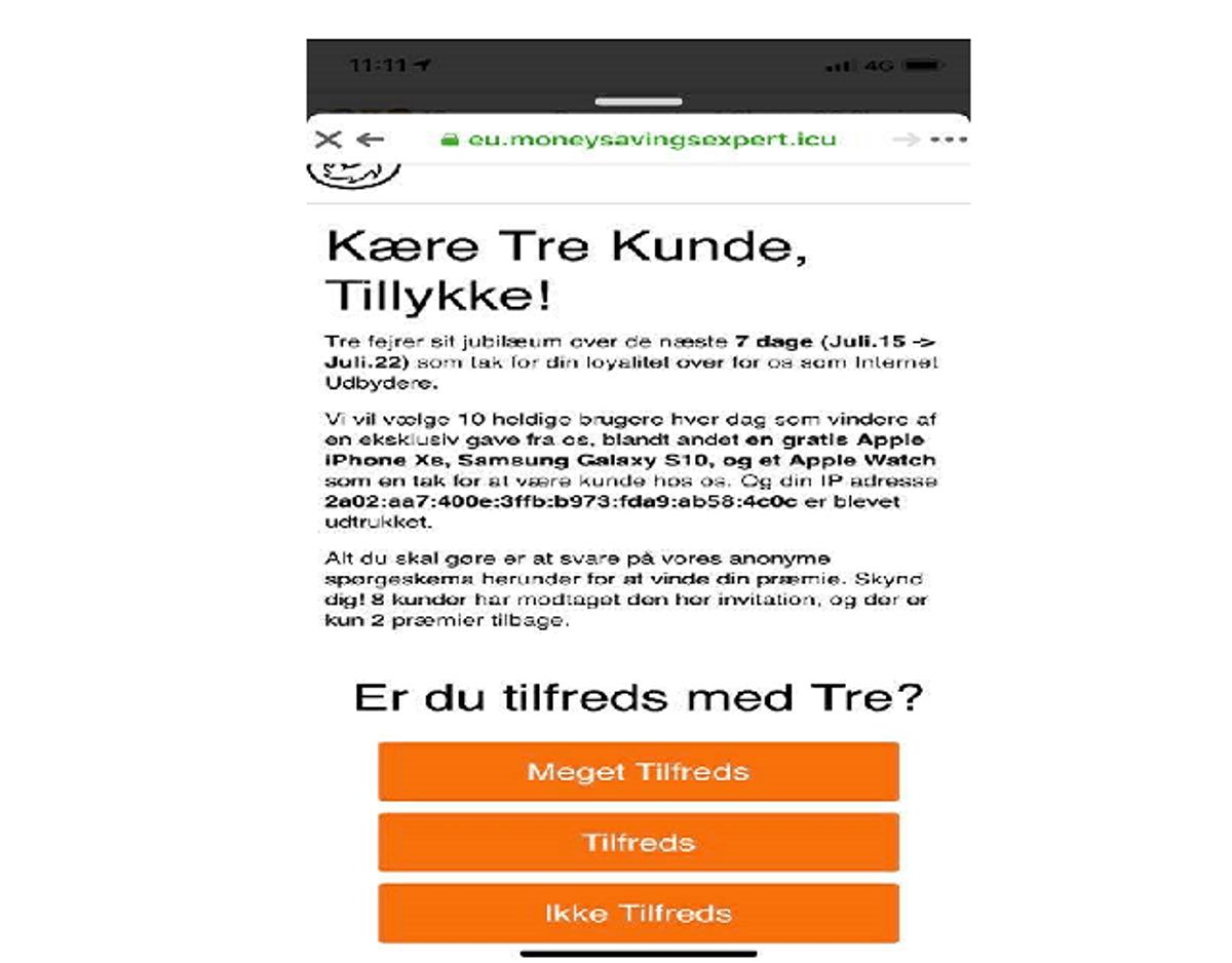 Sådan kan den falske konkurrence se ud. KLIK og se andre svindel-eksempler. Foto: Screenshot/læser.