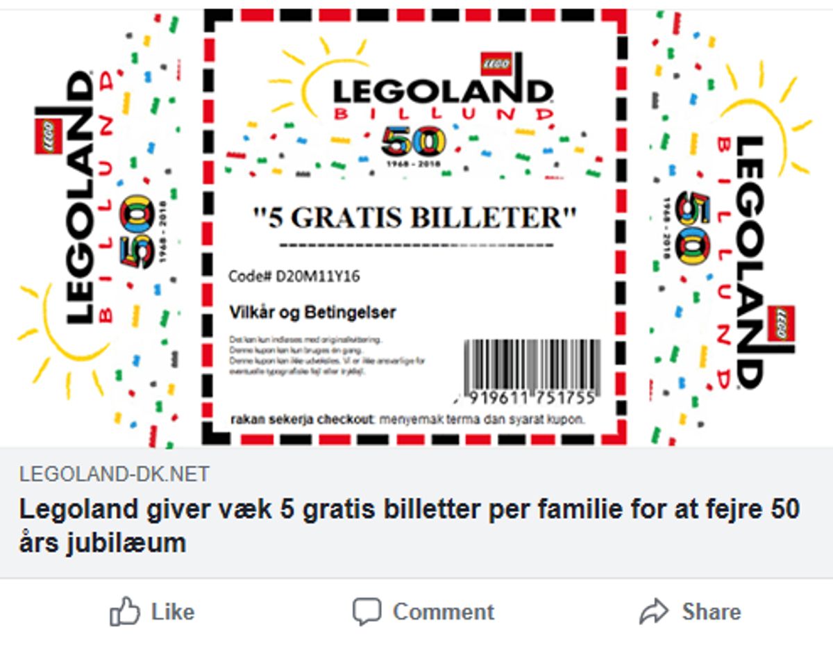 Nej, der findes ikke gratis billetter. KLIK for næste. Foto: Fra Facebook.