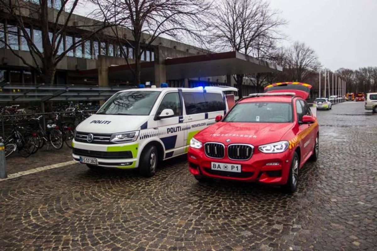 Indsatsledervogne på DTU. Det er bare en situation, hvor der kræves samarbejde mellem beredskab og politi. KLIK for flere spændende opgaver og billeder. Foto: Beredskab Øst.
