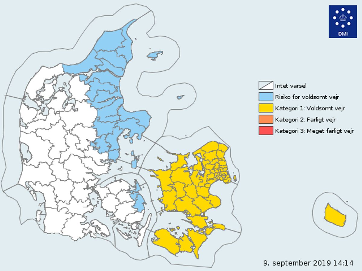 Vejret er blevet kategoriseret som voldsomt. Foto: DMI