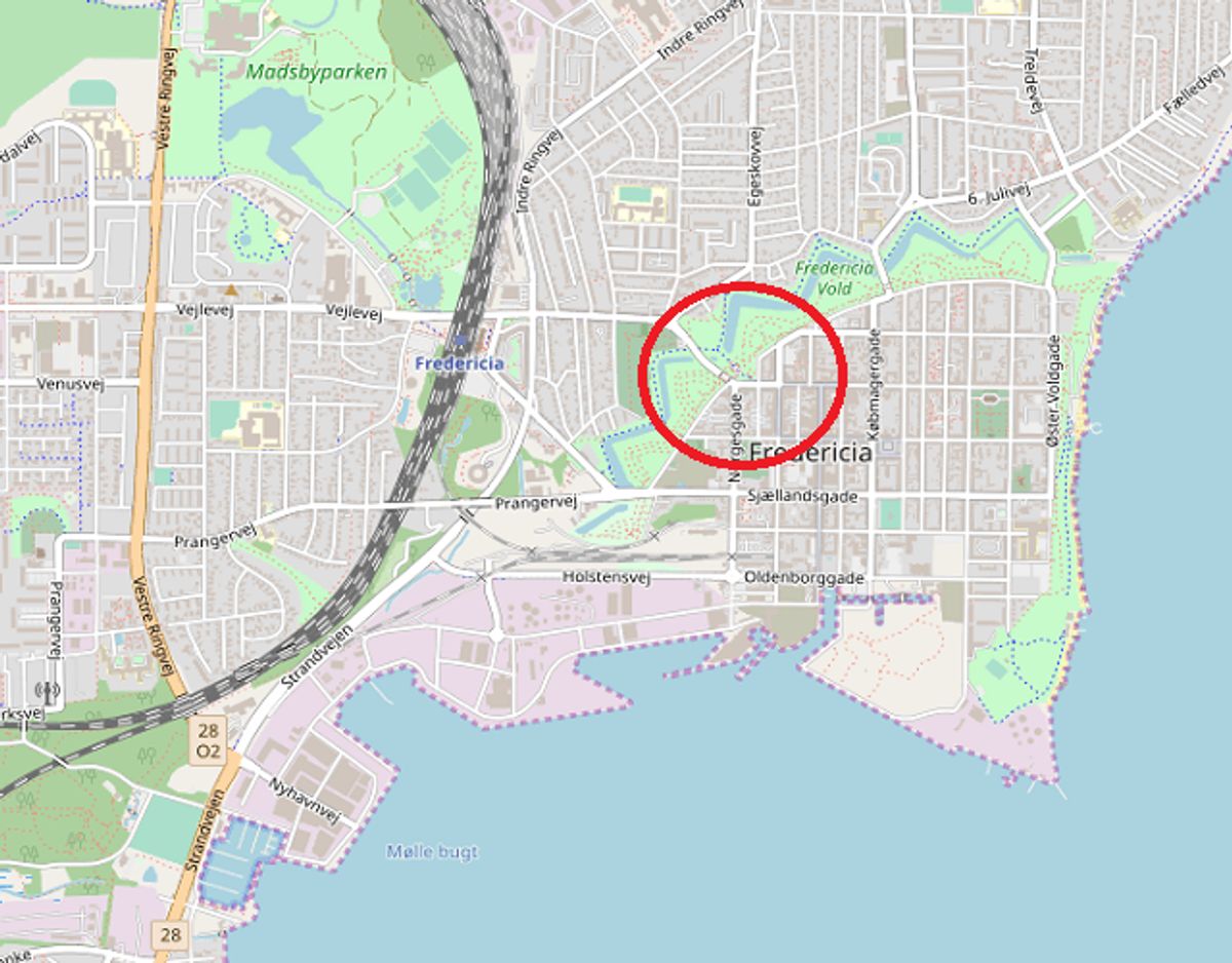 Kvinden blev fundet i dette område. Foto: ©OpenStreetMap-bidragsydere.